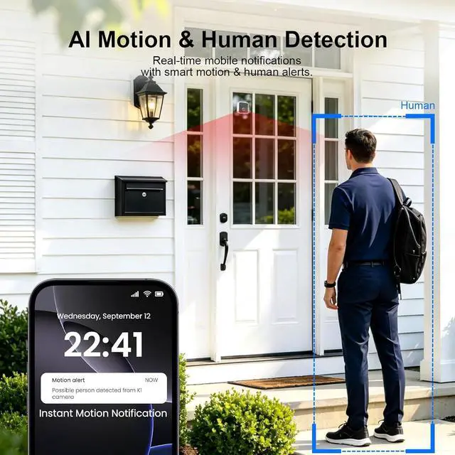 Alt view image 3 of 7 - BestDay 2K Window Cameras for Home Security, 100% Wireless Security Camera