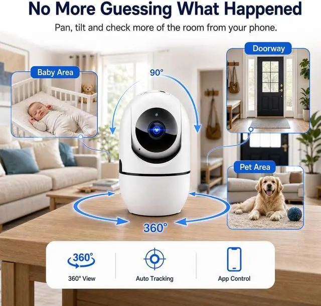 Alt view image 4 of 7 - 5G Indoor Camera for Home Security, 2K Pet Camera with Phone App, 360° PTZ Indoor Camera for Baby MonitorDog Camera Motion Detection, 2-Way Audio, Night Vision, Cloud&SD Card Storage, Works w/Alexa