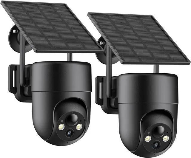 Main image of ELYSOO Solar Security Cameras Wireless Outdoor, 2.4GHz WiFi, 2K Color Night Vision, Outdoor Camera Wireless for Home Security, 360°Panoramic View, Weatherproof, 2pack