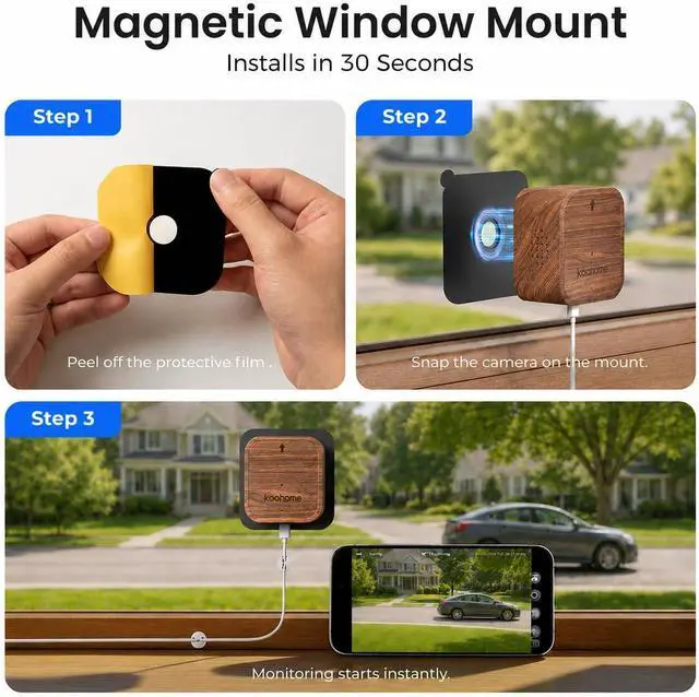 Alt view image 7 of 7 - 5MP 3K Window Security Camera 2 Pack for Home, No Subscription