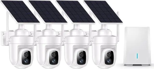 Main image of 4K Security Cameras Wireless Outdoor with local storage Base,No Subscription Required,Home Security Cameras System with 360° Pan&Tilt,Auto Tracking,5G & 2.4G Router Compatible,Solar-Powered,4 cam kit