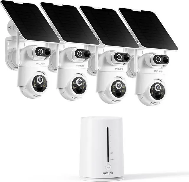 Main image of Solar Security Camera Outdoor Wireless: Dual-Lens 2K(2MP Wide-Angle & 2MP PTZ) Cameras System, No Subscription Fee, 360° Pan & Tilt, Human Auto Tracking, Color Night Vision 32GB Local Storage 4 Pack