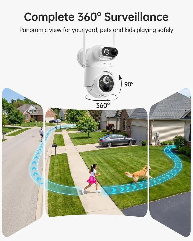 Alt view image 4 of 7 - Solar Security Camera Outdoor Wireless: Dual-Lens 2K(2MP Wide-Angle & 2MP PTZ) Cameras System, No Subscription Fee, 360° Pan & Tilt, Human Auto Tracking, Color Night Vision 32GB Local Storage 4 Pack