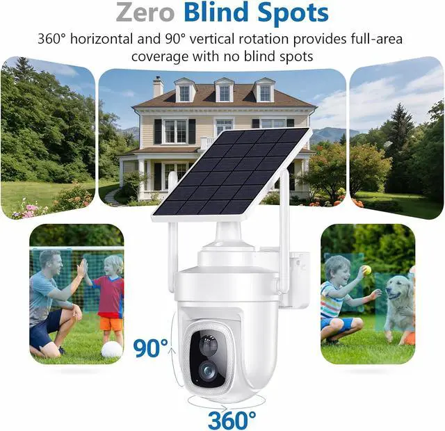 Alt view image 7 of 7 - 4K Security Cameras Wireless Outdoor with local storage Base,No Subscription Required,Home Security Cameras System with 360° Pan&Tilt,Auto Tracking,5G & 2.4G Router Compatible,Solar-Powered,4 cam kit