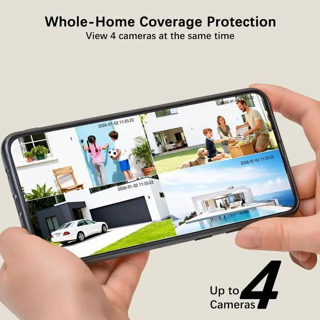 Alt view image 6 of 7 - 4K Solar Security Cameras Wireless Outdoor with Dual Lens, 2 Cam Kit, No Subscription Fee, Home Security System with Color Night Vision, Auto Tracking, Motion Detection