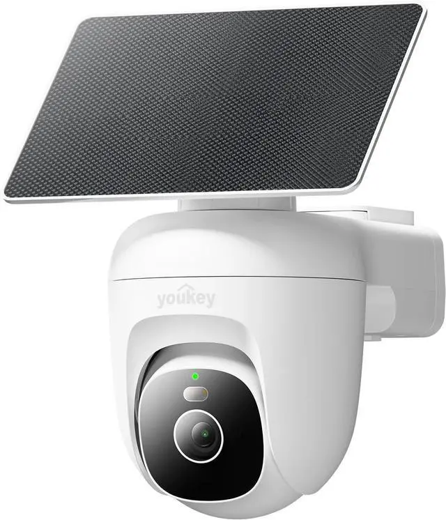 Main image of youkey Solar Security Camera Wireless Outdoor, 24/7 AOV Recording, 82 ft AI Person/Vehicle Detection, 2.5K Color Night, No Subscription, 360° Pan/Tilt, Human Tracking, 10,000mAh Battery, IP67 (S340)