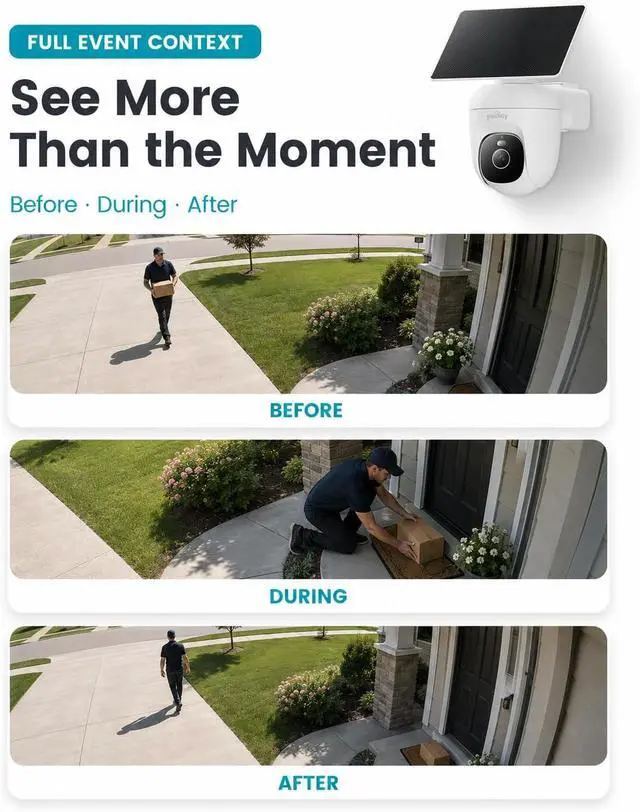 Alt view image 4 of 7 - youkey Solar Security Camera Wireless Outdoor, 24/7 AOV Recording, 82 ft AI Person/Vehicle Detection, 2.5K Color Night, No Subscription, 360° Pan/Tilt, Human Tracking, 10,000mAh Battery, IP67 (S340)