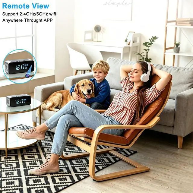 Alt view image 3 of 7 - 4K Hidden Camera Alarm Clock with Bluetooth, WiFi Wireless Nanny Cam for Home Security with Night Vision, Motion Detection, Remote Live Stream