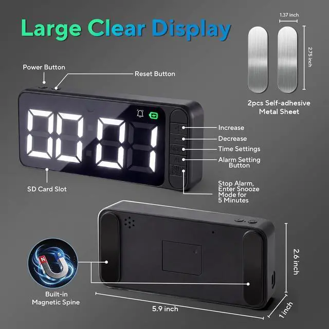 Alt view image 3 of 7 - Hidden Camera Clock 4K WiFi Indoor Security Camera with Long Battery Life