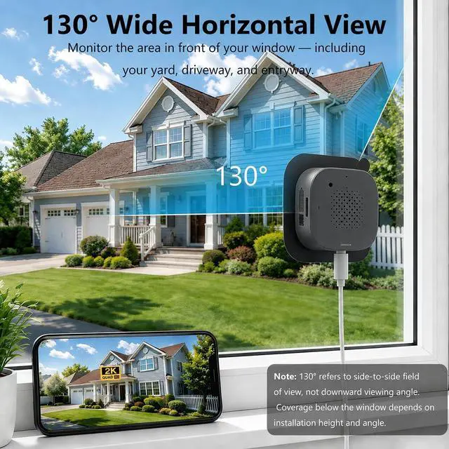 Alt view image 4 of 7 - 2K 3MP Window Camera with Night Vision, 5GHz & 2.4GHz WiFi Safeview Indoor Camera for Home Security, Anti-Glare Design, Motion/Human Detection, Easy & Quick Setup, 24/7 Recording (Gray, 1 Pack)