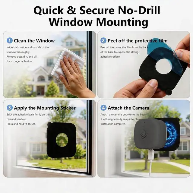 Alt view image 5 of 7 - 2K 3MP Window Camera with Night Vision, 5GHz & 2.4GHz WiFi Safeview Indoor Camera for Home Security, Anti-Glare Design, Motion/Human Detection, Easy & Quick Setup, 24/7 Recording (Gray, 1 Pack)