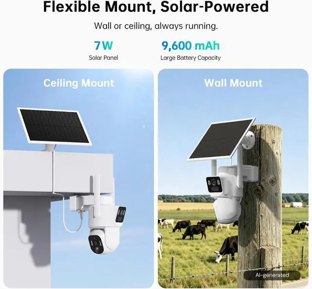 Alt view image 5 of 7 - ELYSOO Dual Lens 4G LTE Cellular Security Camera, 2K HD Video, No WiFi Needed, 360° View Camera with Night Vision, Easy to Install, PIR Alarm, Built-in SIM Card(Supports Verizon/AT&T/T-Mobile) - White