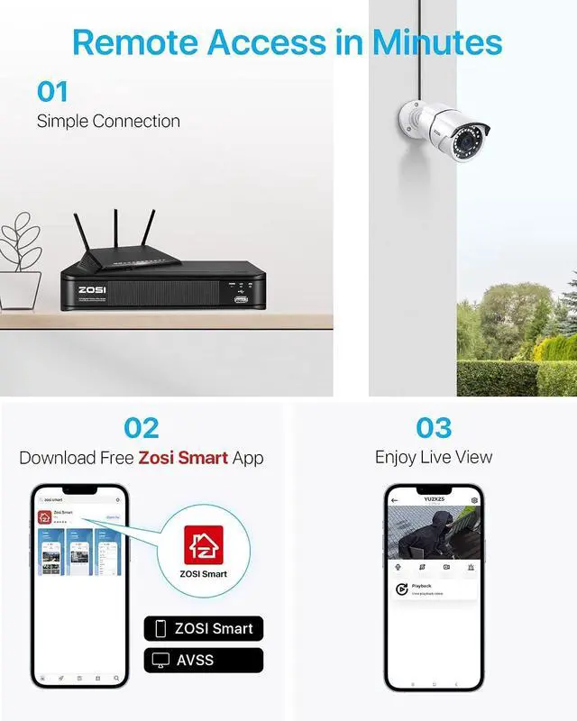 Alt view image 7 of 7 - ZOSI 1080p H.265+ Security Camera System for Home, 5MP Lite 8 Channel CCTV DVR with AI Human Vehicle Detect, 8 x 1080p Weatherproof Bullet Cameras Outdoor Indoor, 120ft Night Vision (No HDD Included)