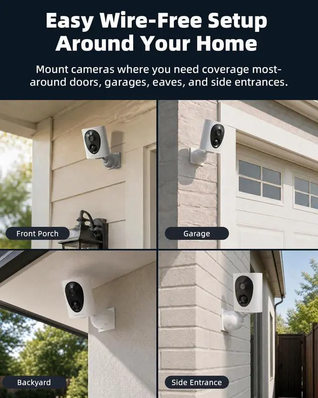 Alt view image 3 of 7 - VIRTAVO VistaFlask 2K Security Cameras Wireless Outdoor, Battery Powered, AI Motion Detection, for Home Security, Starlight Lens for Colorful Night Vision, 2-Way Audio, Cloud/SD Storage 4pack