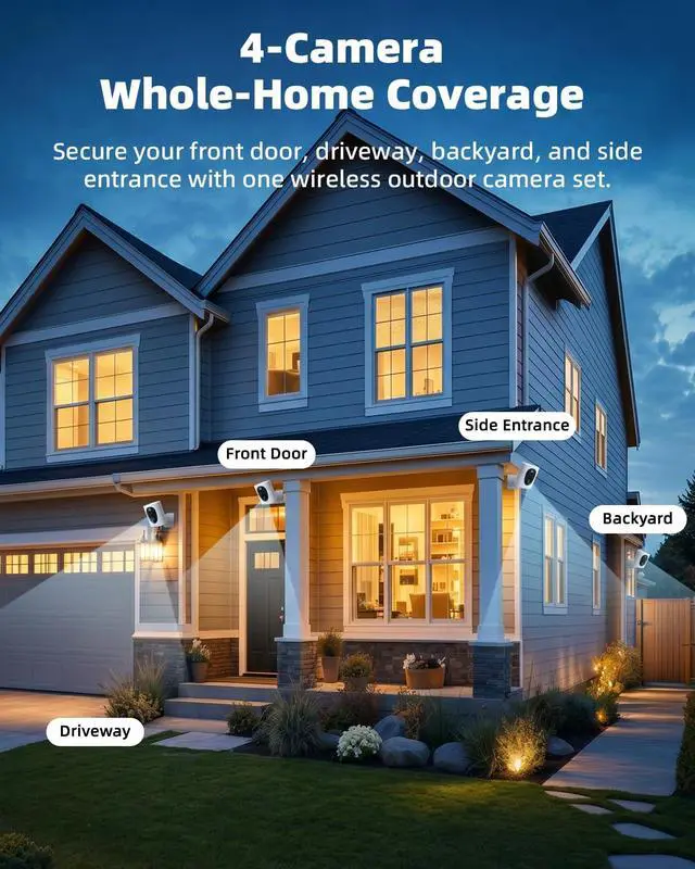 Alt view image 2 of 7 - VIRTAVO VistaFlask 2K Security Cameras Wireless Outdoor, Battery Powered, AI Motion Detection, for Home Security, Starlight Lens for Colorful Night Vision, 2-Way Audio, Cloud/SD Storage 4pack