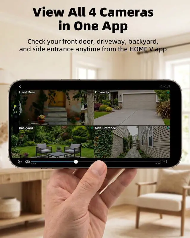 Alt view image 4 of 7 - VIRTAVO VistaFlask 2K Security Cameras Wireless Outdoor, Battery Powered, AI Motion Detection, for Home Security, Starlight Lens for Colorful Night Vision, 2-Way Audio, Cloud/SD Storage 4pack