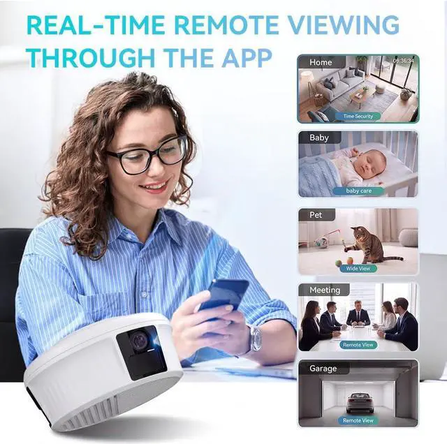 Alt view image 7 of 7 - Wireless Wi-Fi Security Camera - 2K Ultra HD 360° Rotatable Mini Camera with Night Vision and PIR Motion Detection, 2.4G Wi-Fi Surveillance Cam with APP Remote Control (No smoke detection function)