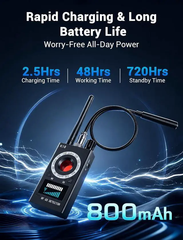 Alt view image 6 of 7 - Hidden Camera Detectors, 3-in-1 GPS Tracker Detector, Bug Detector, Ultra-Long Battery Life, RF Detector for Airbnb, Hotels, Bathroom, Home, Office