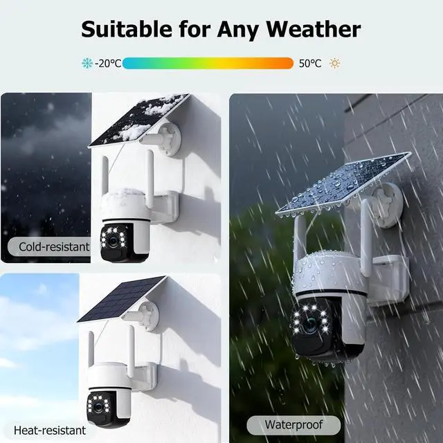 Alt view image 6 of 7 - Security Cameras Wireless Outdoor, 2 Cam-Kit, 4MP Solar-Powered Camera with Color Night Vision, 2.4G & 5G WiFi, 360° Pan & Tilt, 64GB Local Storage, No Subscription, Motion Detection, Spotlight Siren