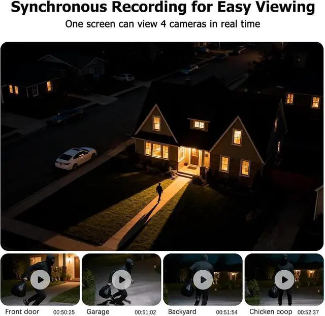 Alt view image 7 of 7 - Security Cameras Wireless Outdoor, 2 Cam-Kit, 4MP Solar-Powered Camera with Color Night Vision, 2.4G & 5G WiFi, 360° Pan & Tilt, 64GB Local Storage, No Subscription, Motion Detection, Spotlight Siren