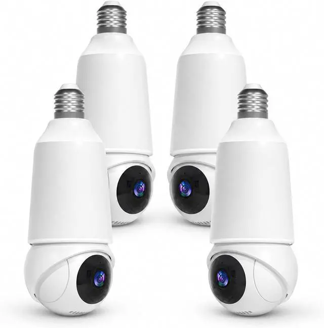 Main image of Light Bulb Security Camera, Smart AI Cam 2K HD Outdoor Lightbulb Camera, 5G&2.4G WiFi PTZ Camera, 1000-Lumen LED, Color Night Vision, 911 Emergency Calling, Motion Dection (4Pack)