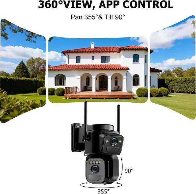 Alt view image 3 of 7 - Uniter 6MP Dual Lens Solar Powered Security Cameras Wireless Outdoor, 2Pack