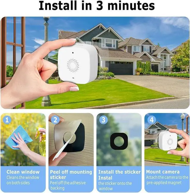 Alt view image 3 of 7 - SOIADV Window Camera Wireless 2Pack, No-Drill Install,2.4GHz & 5GHz WiFi Indoor Cameras for Home Security, AI Human Detection, 6s Pre-Roll, 2K Color Night Vision, Battery Powered