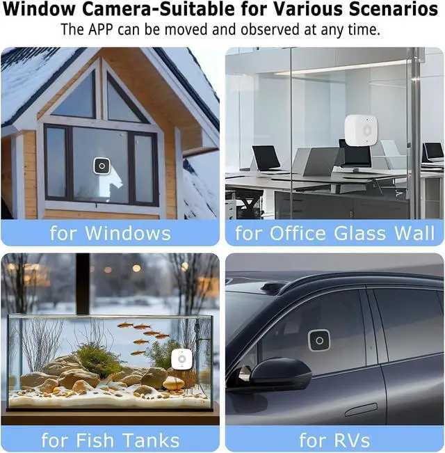 Alt view image 7 of 7 - SOIADV Window Camera Wireless 2Pack, No-Drill Install,2.4GHz & 5GHz WiFi Indoor Cameras for Home Security, AI Human Detection, 6s Pre-Roll, 2K Color Night Vision, Battery Powered
