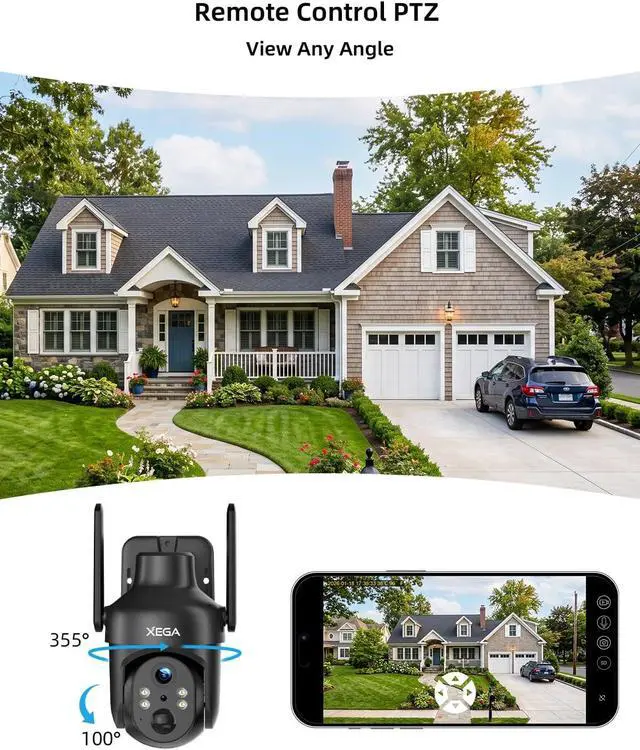 Alt view image 4 of 7 - Xega Solar Security Camera Outdoor Wireless,5200mah Battery,2.4Ghz WiFi