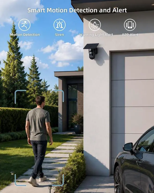 Alt view image 5 of 7 - Xega Solar Security Camera Outdoor Wireless,5200mah Battery,2.4Ghz WiFi