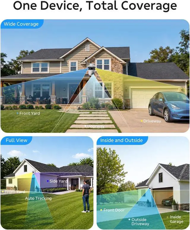 Alt view image 4 of 7 - Triple-Lens Security Camera System Wireless Outdoor, 4 Cameras 12 Views