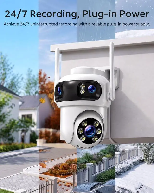 Alt view image 3 of 7 - Triple-Lens Security Camera System Wireless Outdoor, 4 Cameras 12 Views