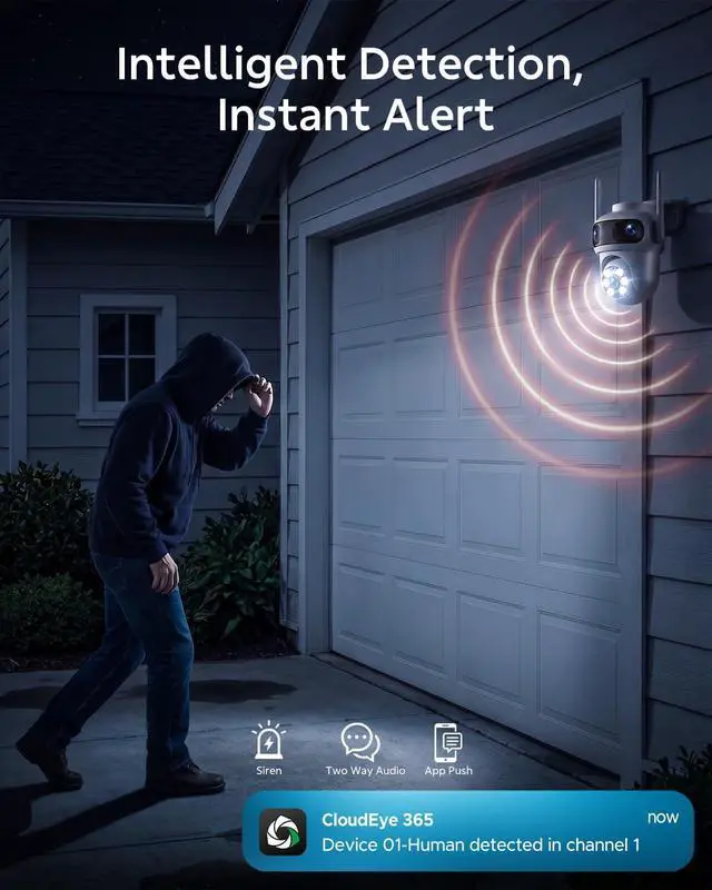 Alt view image 7 of 7 - Triple-Lens Security Camera System Wireless Outdoor, 4 Cameras 12 Views