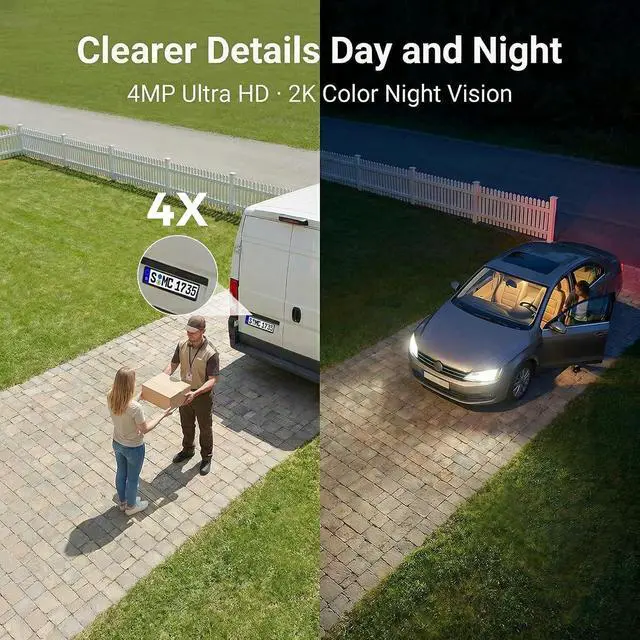 Alt view image 4 of 7 - SOIADV 4MP Wireless Security Camera System, 2-Pack Solar Outdoor Cameras with Base Station, 2.4G/5G WiFi Free Local Storage, 360° View,Color Night Vision, Pre-Record,Waterproof