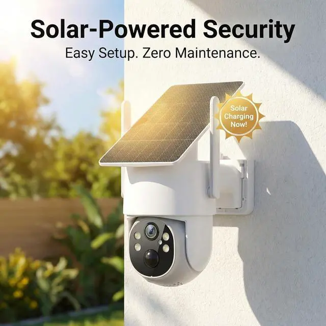 Alt view image 6 of 7 - SOIADV 4MP Wireless Security Camera System, 2-Pack Solar Outdoor Cameras with Base Station, 2.4G/5G WiFi Free Local Storage, 360° View,Color Night Vision, Pre-Record,Waterproof