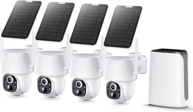 Main image of 5MP Solar Security Cameras Wireless Outdoor System, 500GB HDD Local Storage, No Subscription, 4-Cam Kit, Up to 10CH, Two-Way Audio, Color Night Vision, 5G/2.4GHz WiFi, TV & Monitor Viewing
