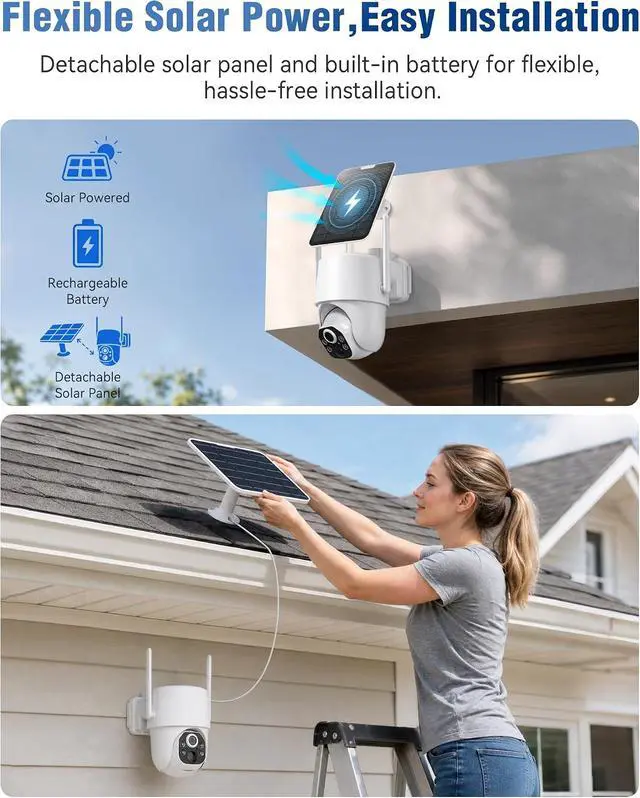 Alt view image 6 of 7 - 5MP Solar Security Cameras Wireless Outdoor System, 500GB HDD Local Storage, No Subscription, 4-Cam Kit, Up to 10CH, Two-Way Audio, Color Night Vision, 5G/2.4GHz WiFi, TV & Monitor Viewing