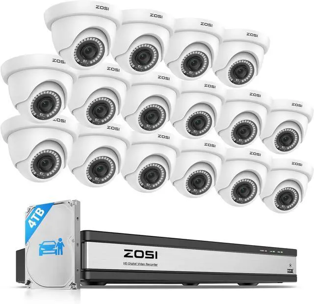 Main image of ZOSI H.265+ 1080p 16 Channel Security Camera System with AI Human Vehicle Detection, 16CH CCTV DVR and 16 x 1080p Indoor Outdoor Dome Camera, 80ft Night Vision, 105° View Angle, Alert Push, 4TB HDD