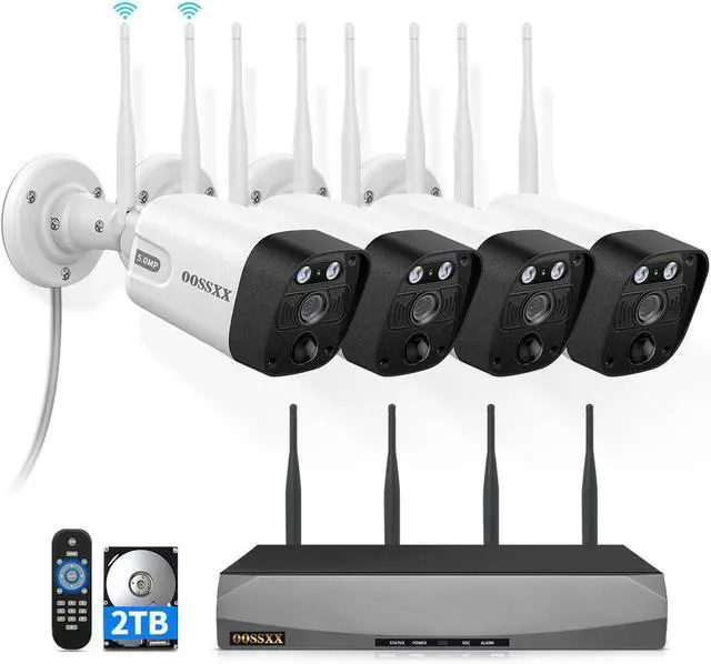 Main image of (2026 New) AI Motion Detection, PIR Human Detection, 4pcs 5MP Wireless Cameras with 2TB HDD, 60-Days Storage, Free APP Outdoor Video Surveillance System