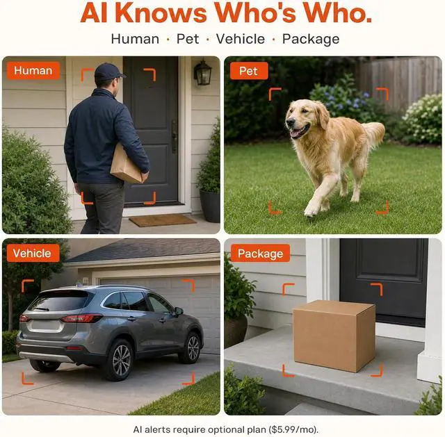 Alt view image 7 of 7 - Dzees 2K Outdoor Security Cameras, Wireless Battery WiFi, Siren, 2-Pack