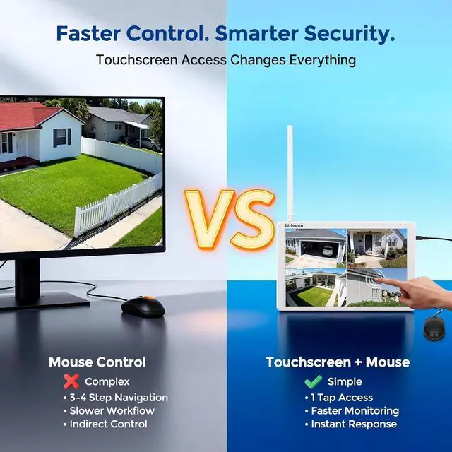 Alt view image 2 of 7 - 4MP Solar Wireless Security Cameras with Touch Monitor, 2-Cam Kit