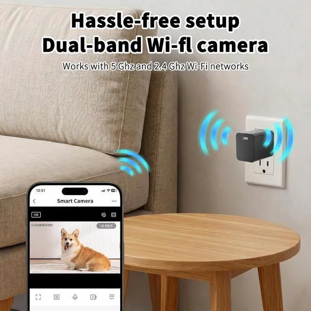 Alt view image 5 of 7 - 4K WiFi Security Camera Charger, 2.4G/5G Dual Band Mini Camera with 160° Wide Angle, Night Vision, Motion Detection, App Remote Monitoring, Indoor Home Nanny Cam for Pets, Office (Extra Small)