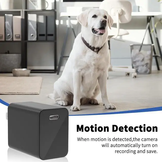 Alt view image 6 of 7 - 4K WiFi Security Camera Charger, 2.4G/5G Dual Band Mini Camera with 160° Wide Angle, Night Vision, Motion Detection, App Remote Monitoring, Indoor Home Nanny Cam for Pets, Office (Extra Small)