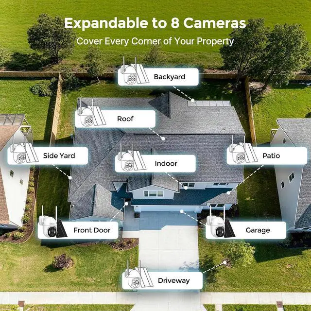 Alt view image 4 of 7 - 4MP Solar Wireless Security Cameras with Touch Monitor, 2-Cam Kit