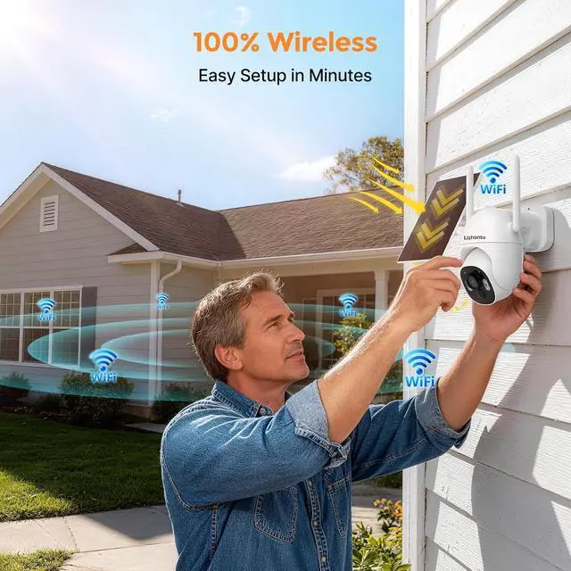 Alt view image 6 of 7 - 4MP Solar Wireless Security Cameras with Touch Monitor, 2-Cam Kit