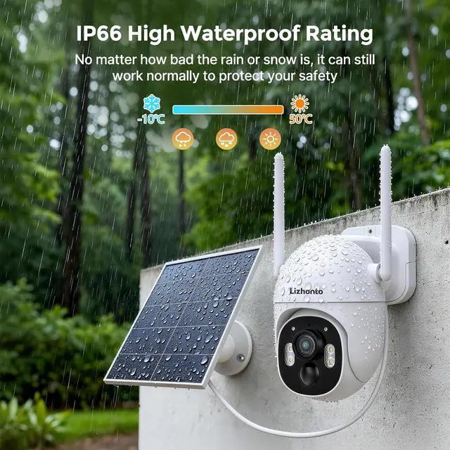 Alt view image 7 of 7 - 4MP Solar Wireless Security Cameras with Touch Monitor, 2-Cam Kit
