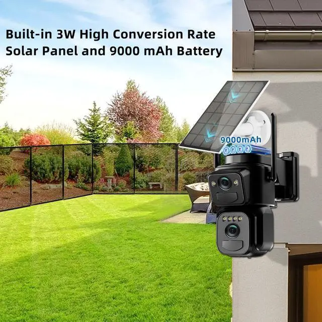 Alt view image 6 of 7 - 4K Solar Security Cameras Wireless Outdoor Battery Powered, 2.4GHz Dual Lens Bullet & 360° PTZ Outdoor Security Camera with Solar Panel, Digital Zoom, Night Vision,PIR Sensor (1Pack)