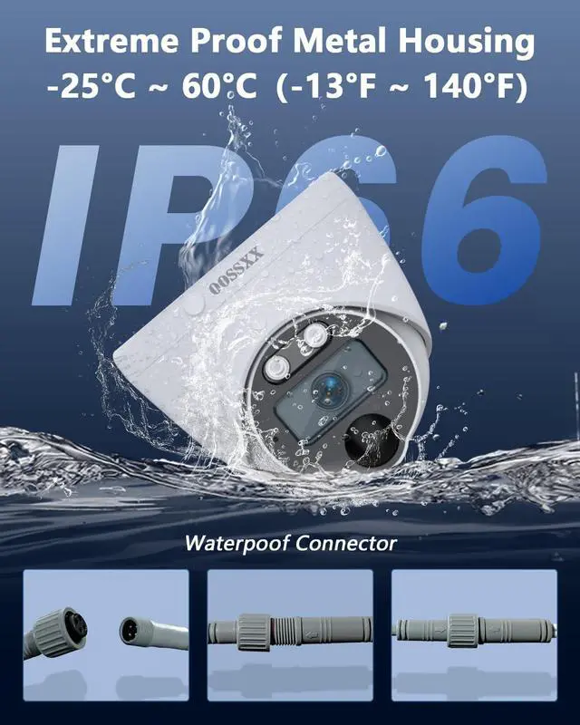 Alt view image 7 of 7 - (2026 New) 4K Wired CCTV Security Camera System, 8CH HD DVR Kit, 500G HDD, 4pcs Dome Indoor Outdoor Cameras with IP66 Waterproof Connectors, 65ft IR Night Vision, Free APP Remote Access