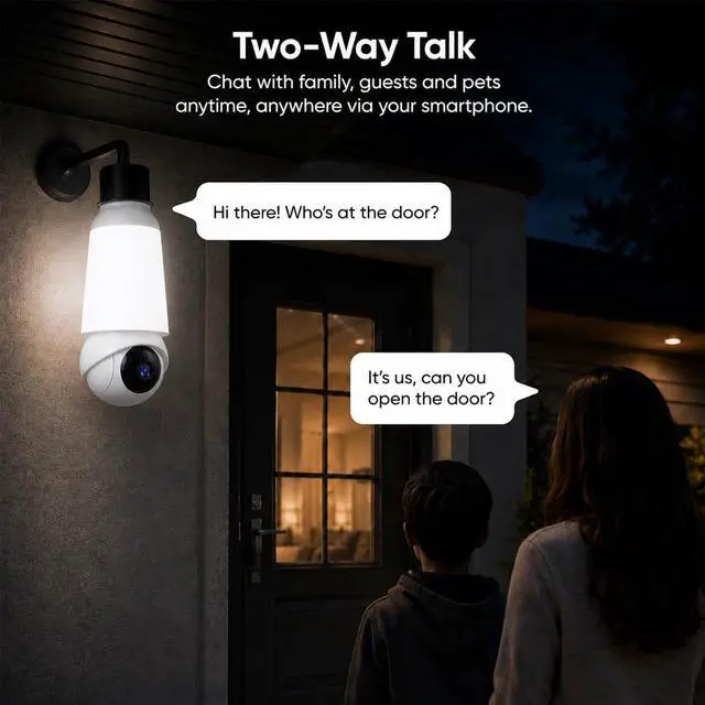 Alt view image 7 of 7 - Light Bulb Security Camera, Smart AI Cam 2K HD Outdoor Lightbulb Camera, 5G&2.4G WiFi PTZ Camera, 1000-Lumen LED, Color Night Vision, 911 Emergency Calling, Motion Dection (4Pack)
