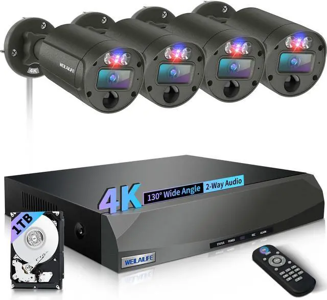 Main image of 2-Way Audio & 4K Ultra HD Outdoor Wired Security Camera System, Wired Cameras for Home Security, POE Video Surveillance Systems